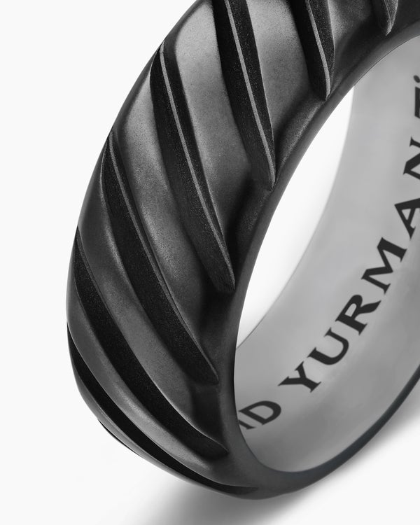 Modern Cable Band Ring in Black Titanium, 9mm