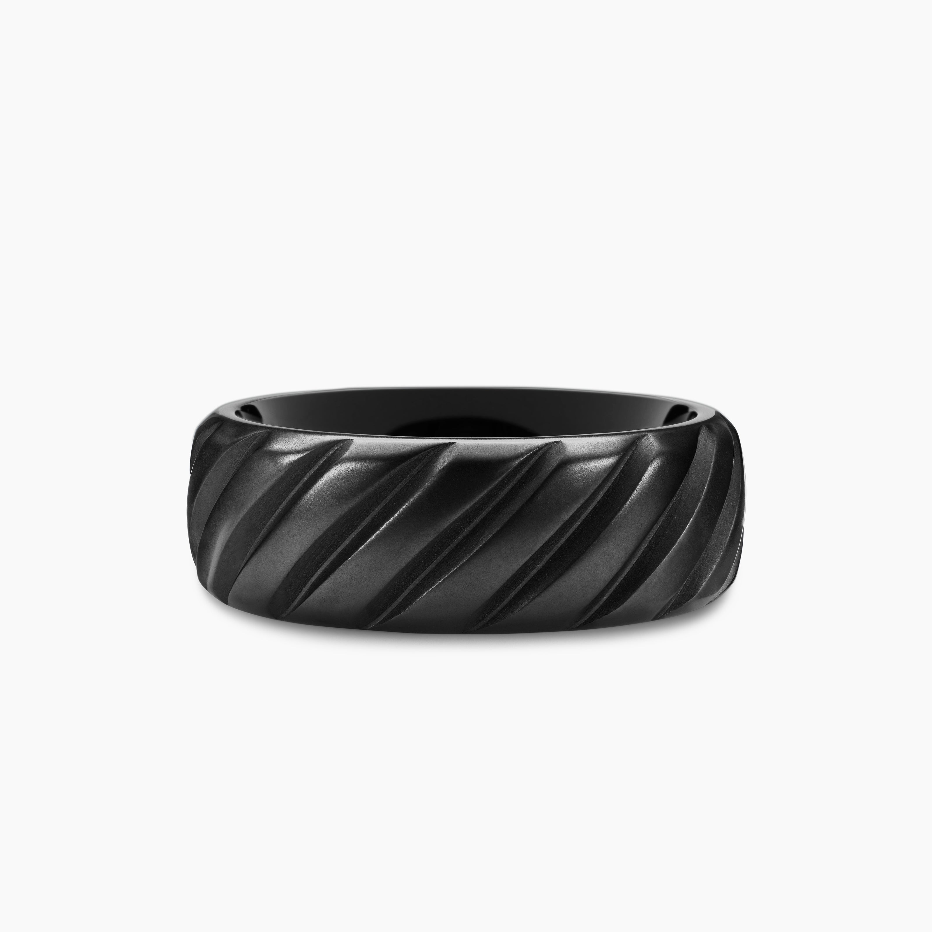 Mens Modern Cable Band Ring in Black Titanium, 9mm