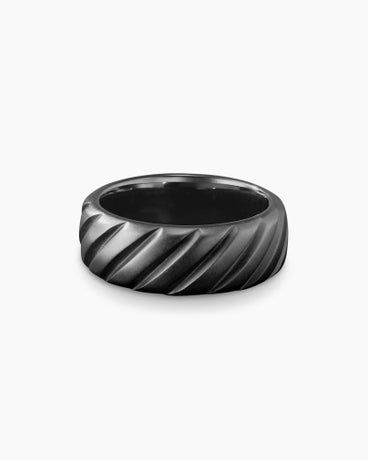 Modern Cable Band Ring in Black Titanium, 9mm