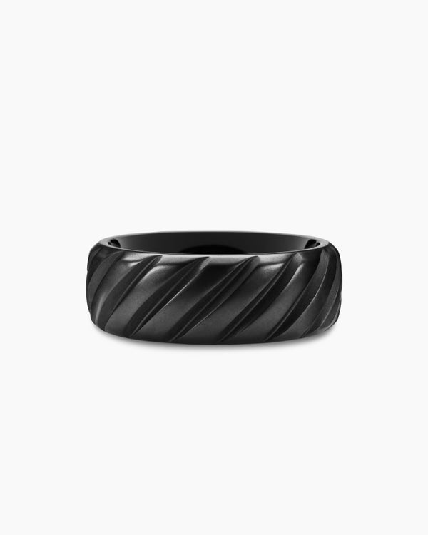 Modern Cable Band Ring in Black Titanium, 9mm