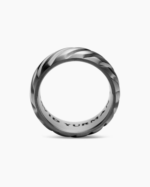Mens Modern Cable Band Ring in Grey Titanium, 9mm