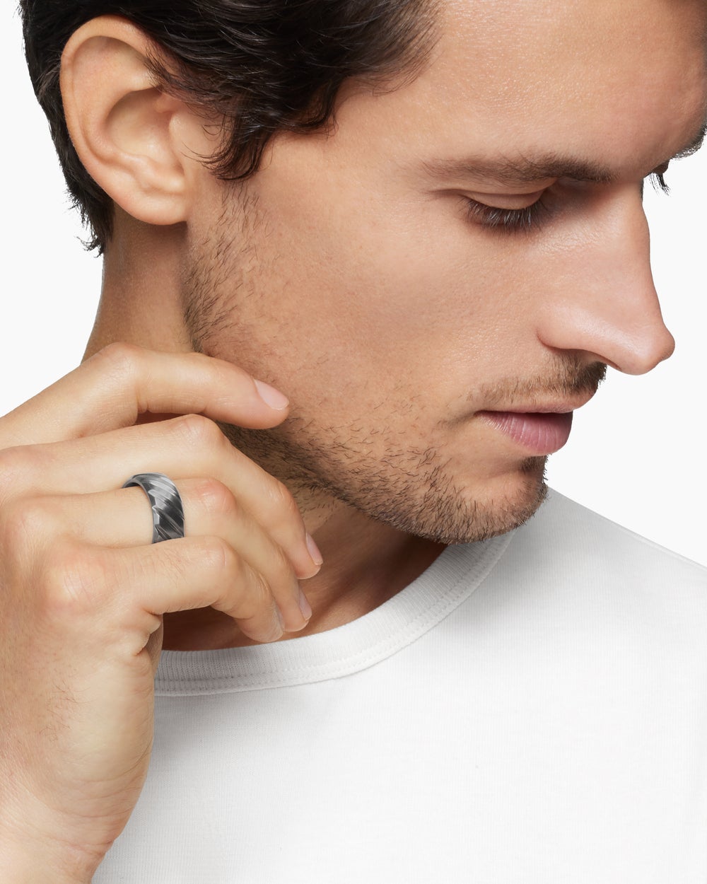 Anneau Modern Cable en titane gris, 9 mm hommes