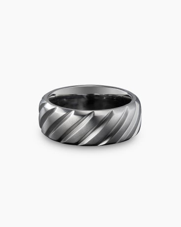 Modern Cable Band Ring in Grey Titanium, 9mm