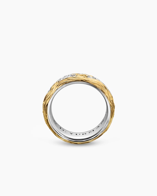 Bague Waves en argent sterling avec or jaune 18 carats, 8,7 mm