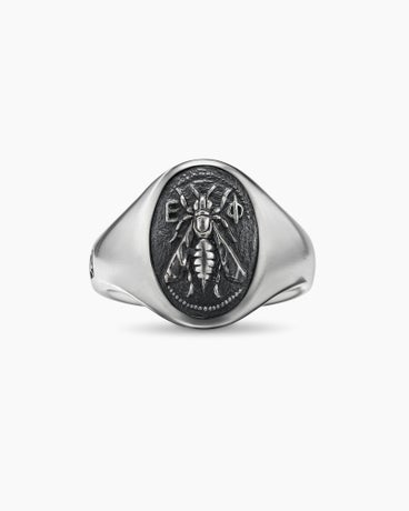 Petrvs® Bee Signet Ring in Sterling Silver, 19mm