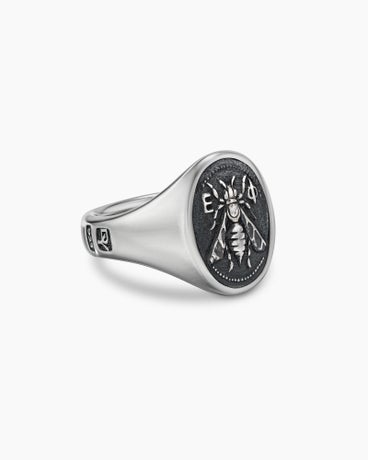 Petrvs® Bee Signet Ring in Sterling Silver, 19mm