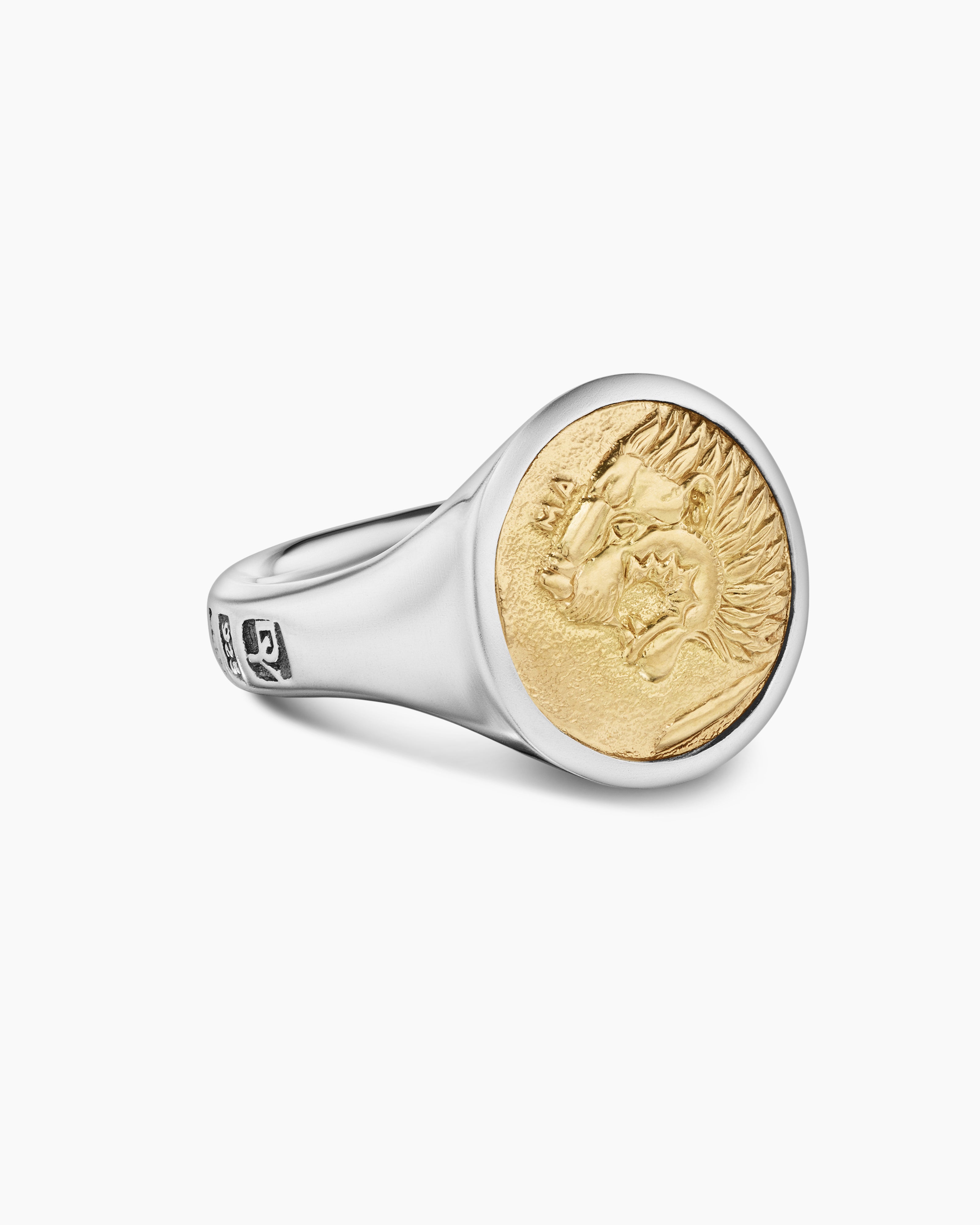 14K Yellow Gold Men's Lion of Judah Diamond Signet Ring with Blue Enamel,  Jewelry | My Jerusalem Store