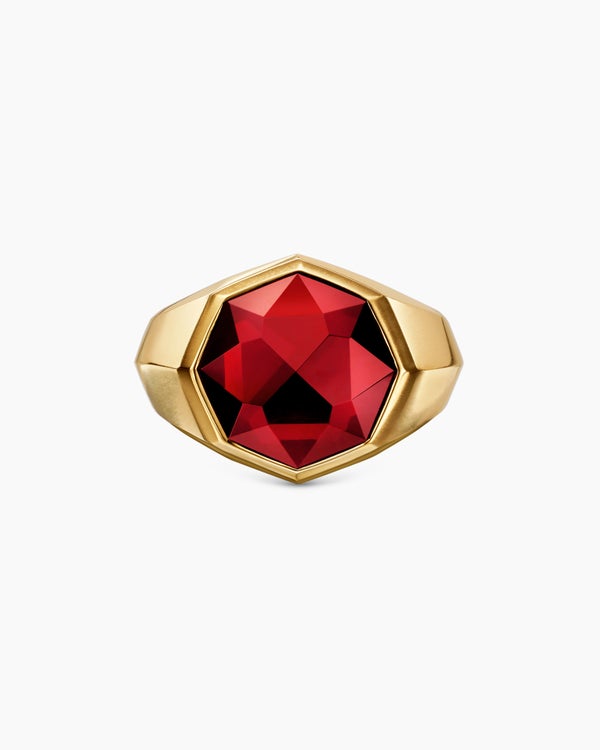 Bague chevalière à facettes en or jaune 18 carats, 17,3 mm