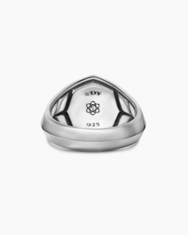 Faceted Signet Ring in Sterling Silver with Meteorite, 17.3mm