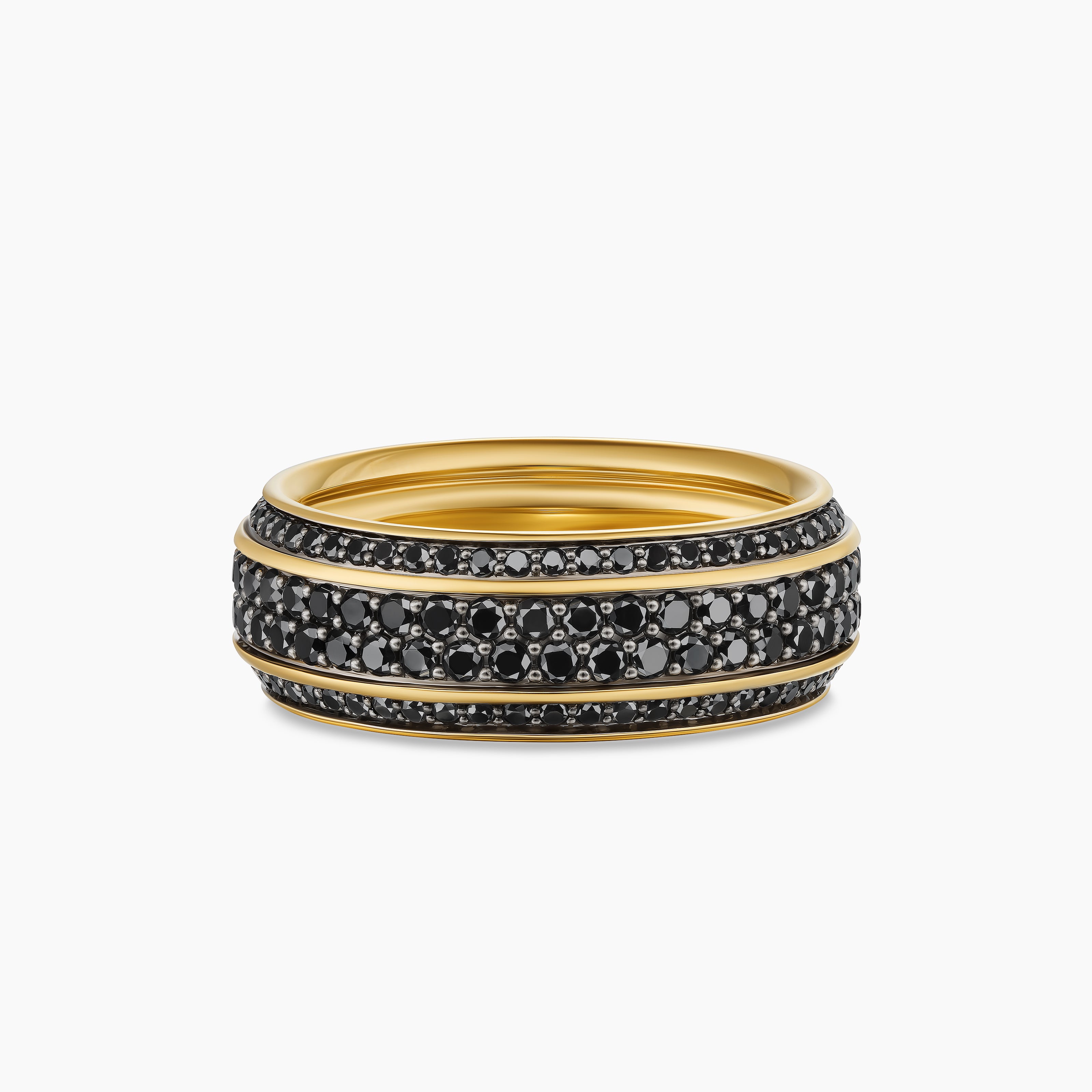 Mens Streamline Beveled Band Ring in 18K Yellow Gold, 8.5mm