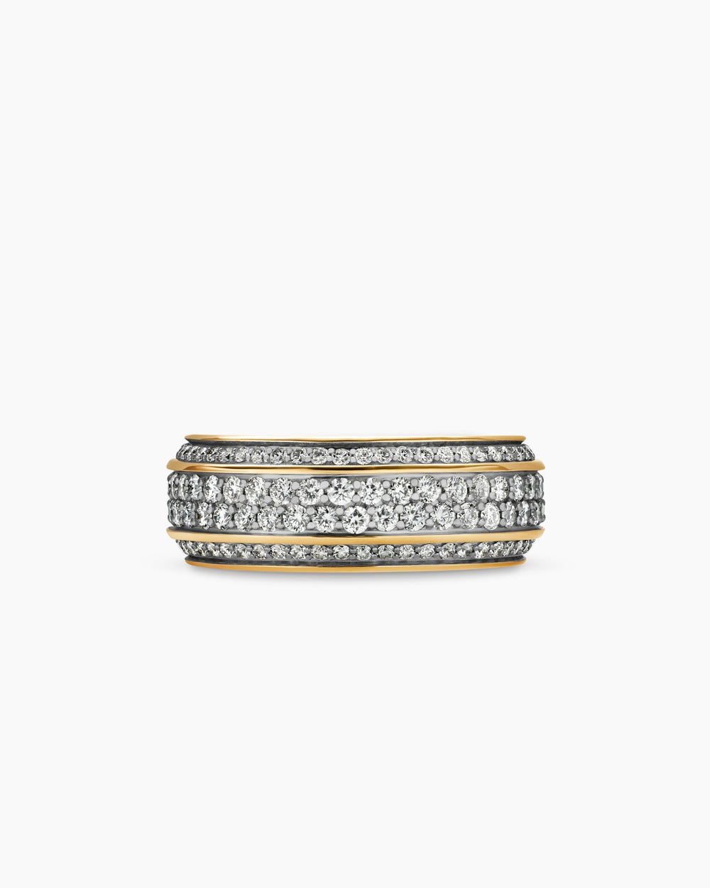 Mens Streamline® Beveled Band Ring in 18K Yellow Gold with Diamonds, 8.5mm