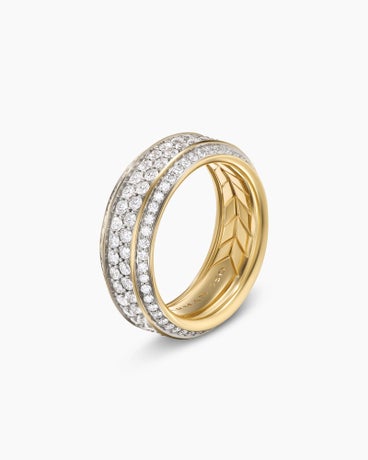 Streamline® Bevelled Band Ring in 18K Yellow Gold with Diamonds, 8.5mm