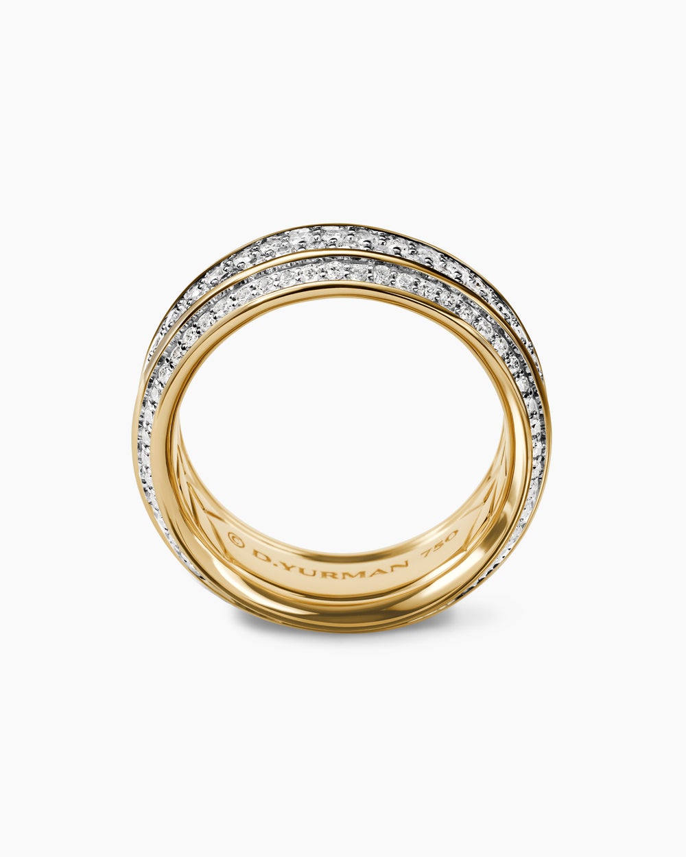 Mens Streamline® Beveled Band Ring in 18K Yellow Gold with Diamonds, 8.5mm