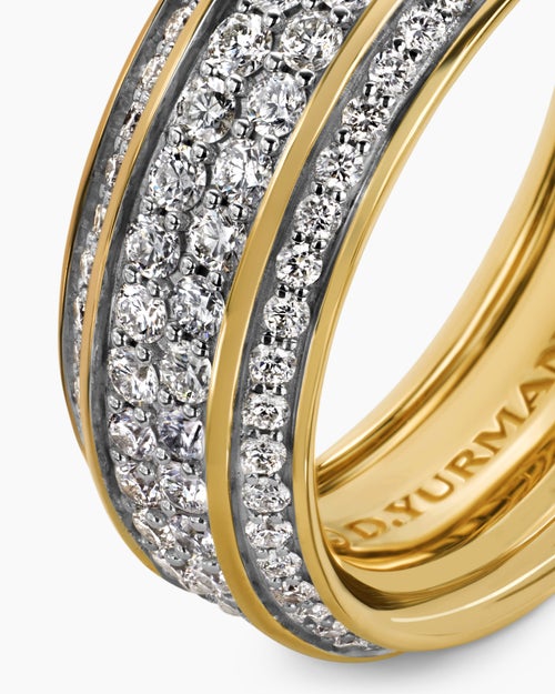 Mens Streamline® Beveled Band Ring in 18K Yellow Gold with Diamonds, 8.5mm