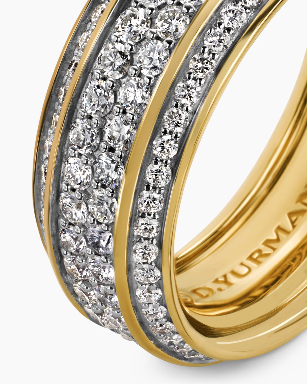Mens Streamline® Beveled Band Ring in 18K Yellow Gold with Diamonds, 8.5mm