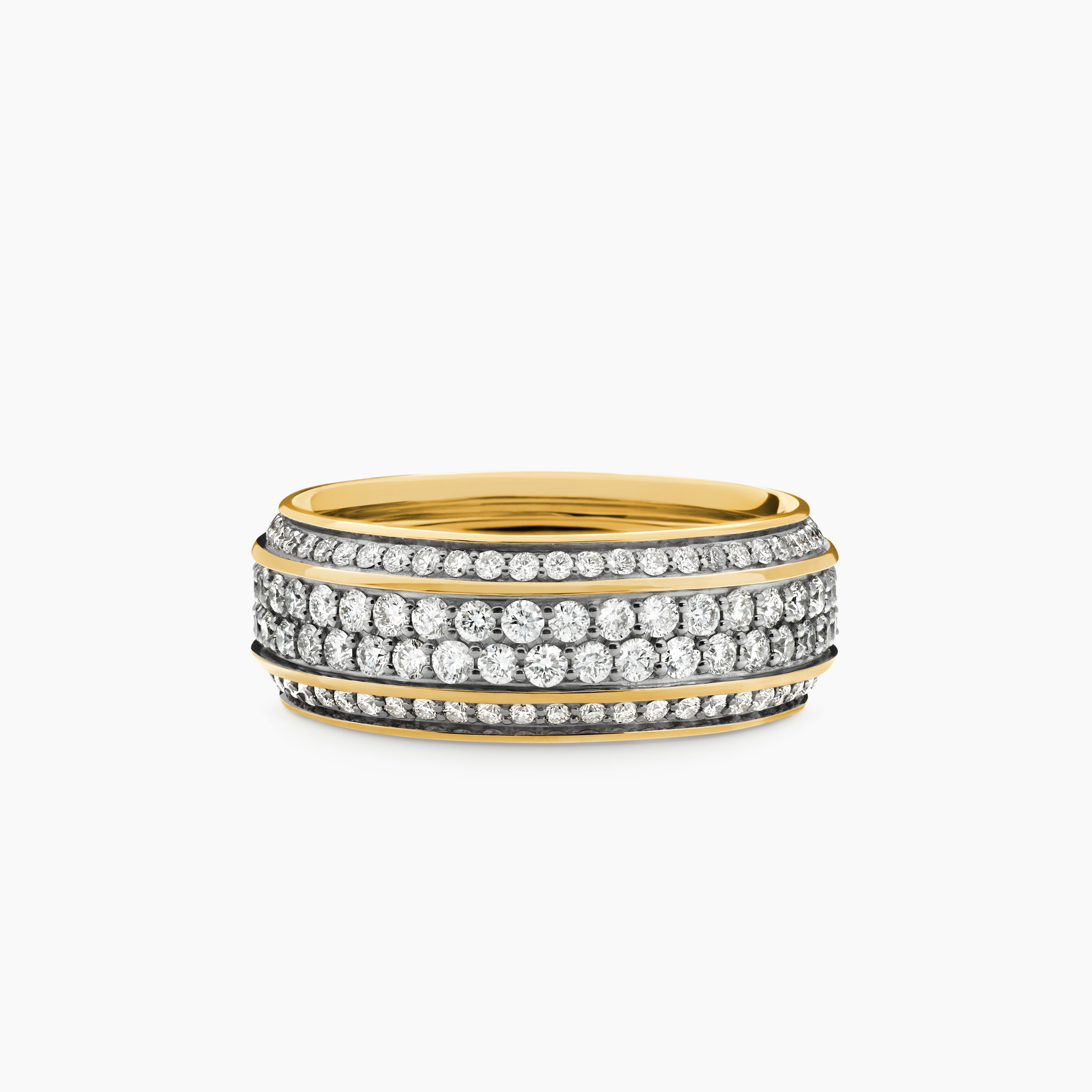 Mens Streamline Beveled Band Ring in 18K Yellow Gold, 8.5mm