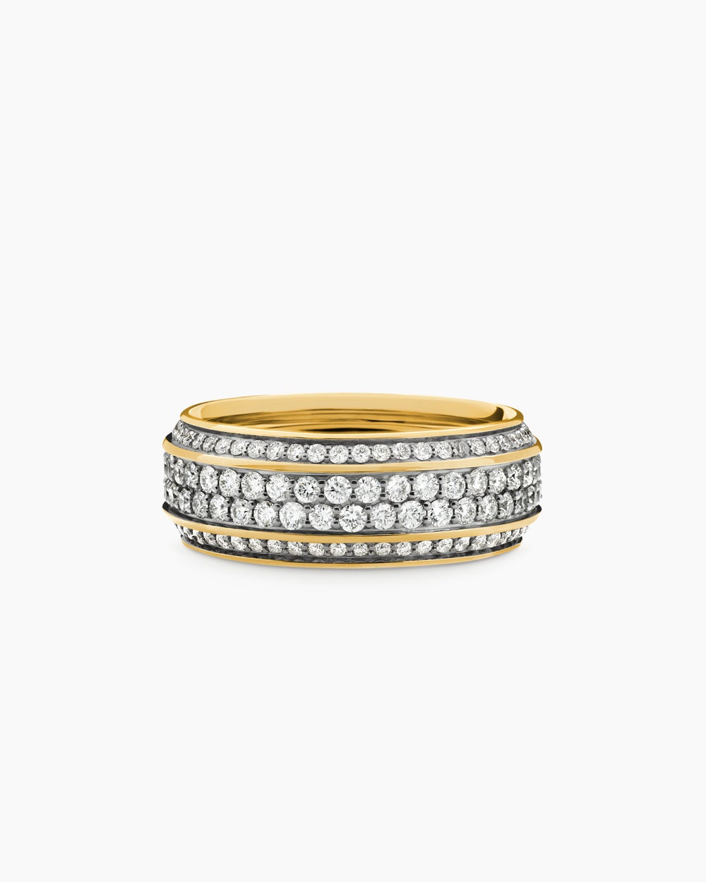 Mens Streamline® Beveled Band Ring in 18K Yellow Gold with Diamonds, 8.5mm