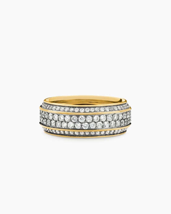 Streamline® Beveled Band Ring in 18K Yellow Gold with Diamonds, 8.5mm
