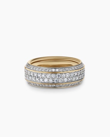 Streamline® Beveled Band Ring in 18K Yellow Gold with Diamonds, 8.5mm