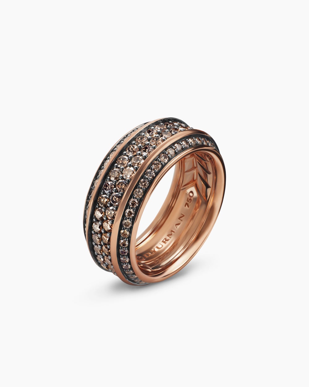 Mens Streamline Beveled Band Ring in 18K Rose Gold, 8.5mm