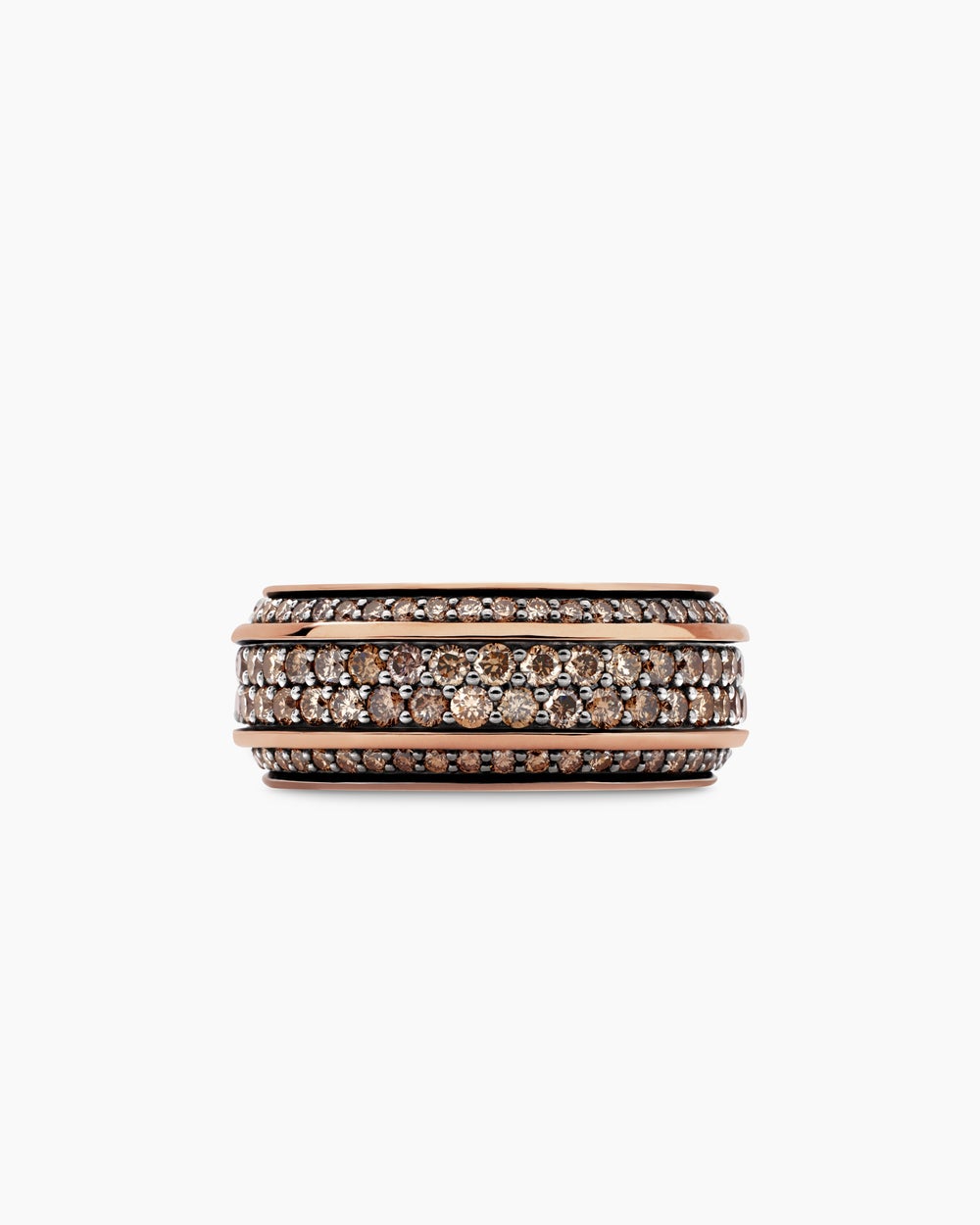Mens Streamline Beveled Band Ring in 18K Rose Gold, 8.5mm