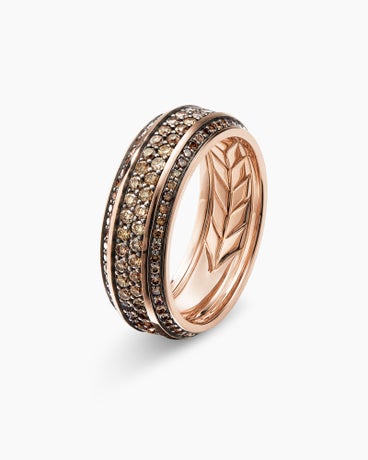 Streamline® Beveled Band Ring in 18K Rose Gold with Cognac Diamonds, 8.5mm