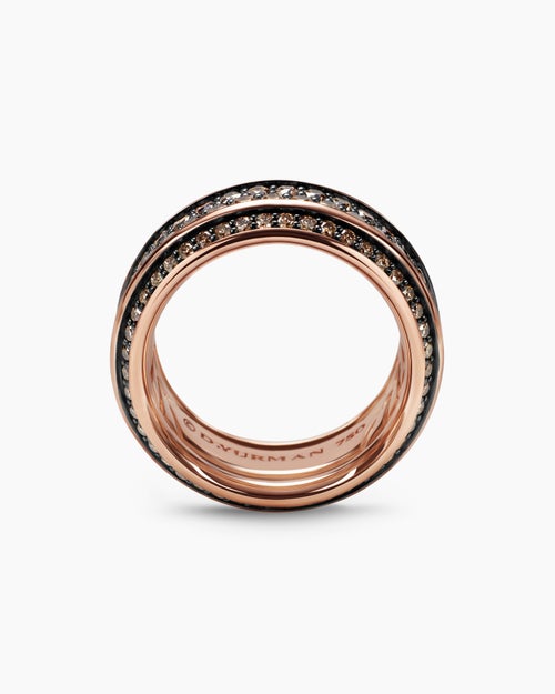Mens Streamline® Beveled Band Ring in 18K Rose Gold with Cognac Diamonds, 8.5mm