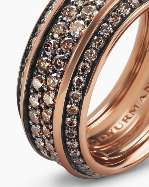 Mens Streamline® Beveled Band Ring in 18K Rose Gold with Cognac Diamonds, 8.5mm