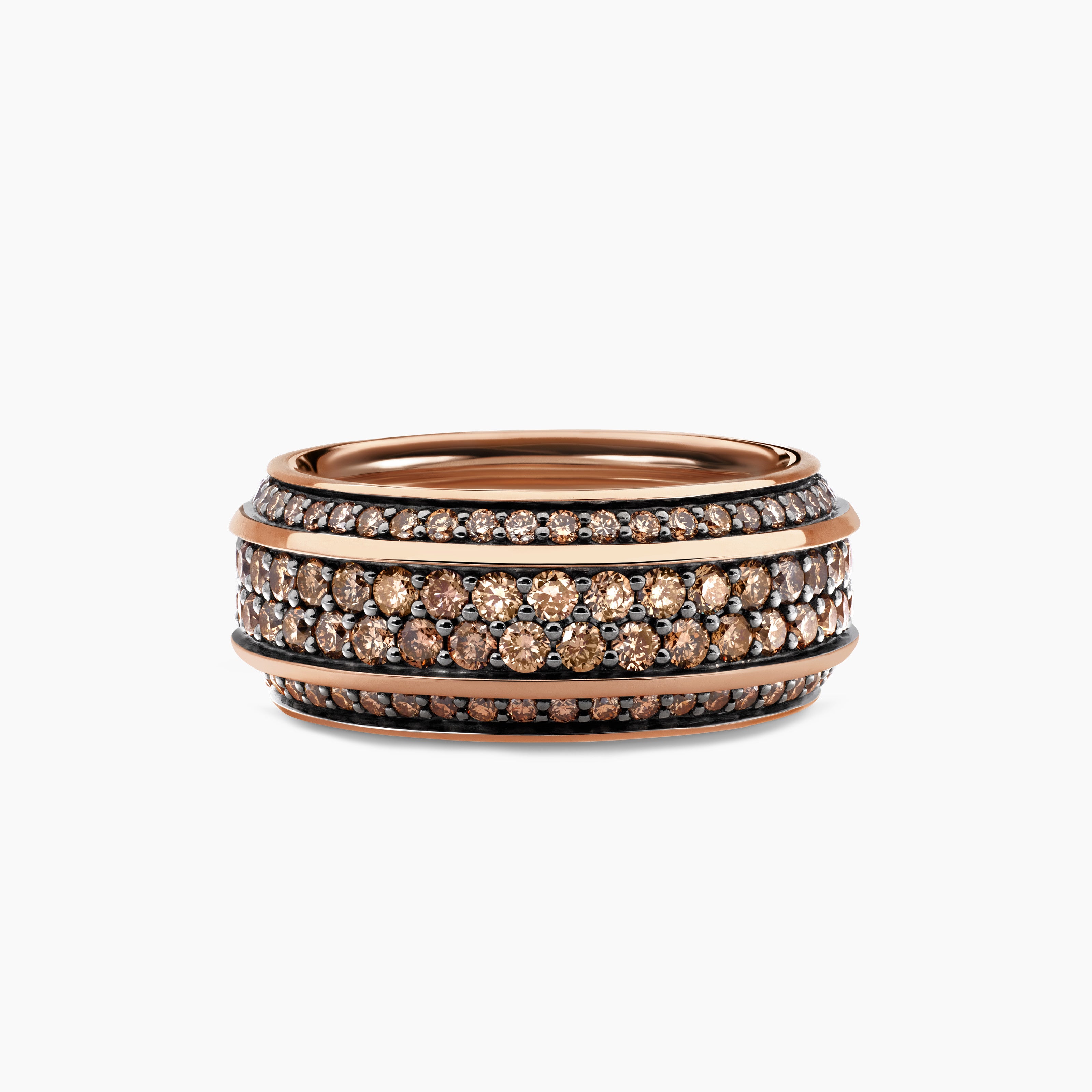 Mens Streamline Beveled Band Ring in 18K Rose Gold, 8.5mm