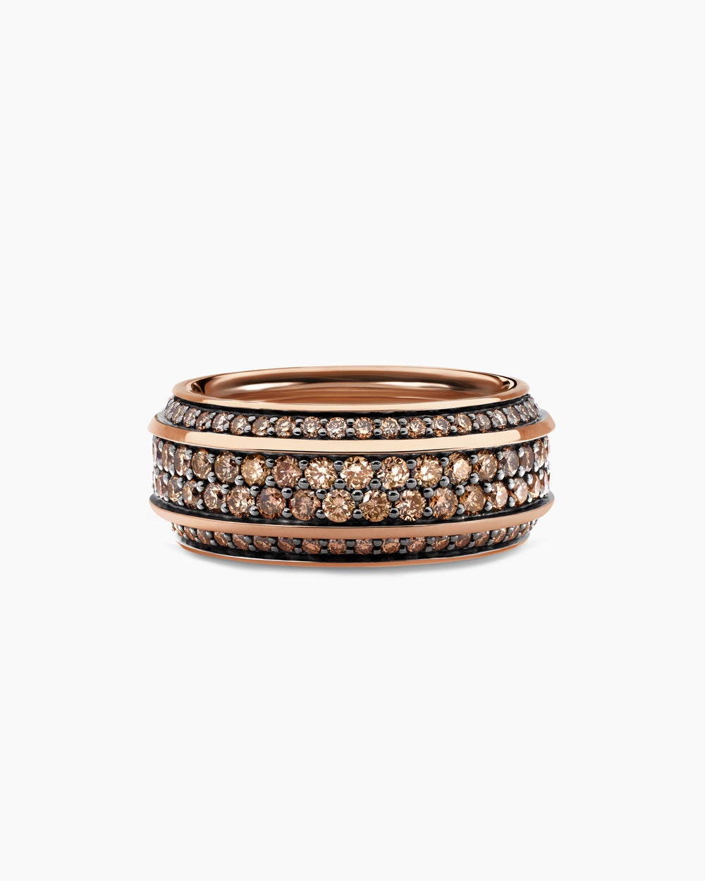 Mens Streamline Beveled Band Ring in 18K Rose Gold, 8.5mm