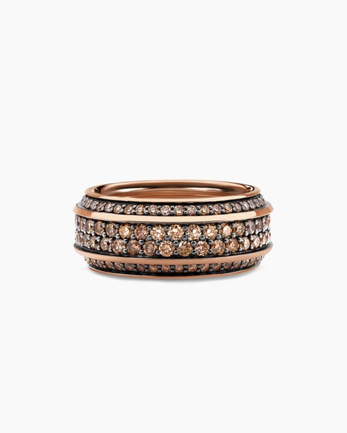 Mens Streamline Beveled Band Ring in 18K Rose Gold, 8.5mm