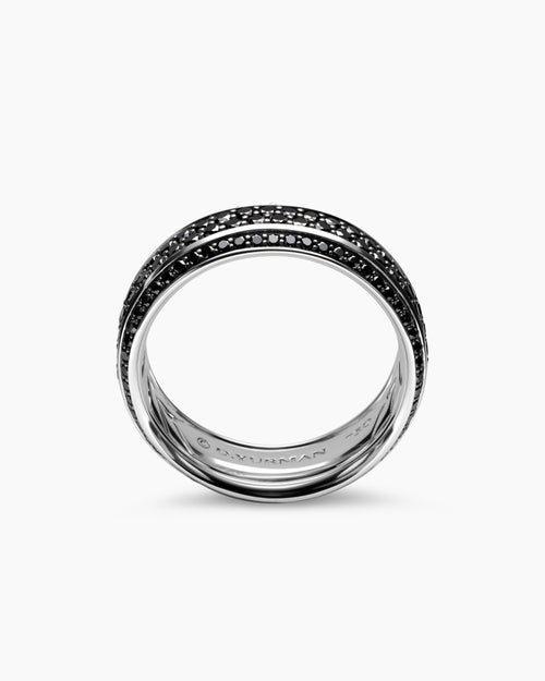 Mens Streamline® Beveled Band Ring in 18K White Gold with Black Diamonds, 8.5mm