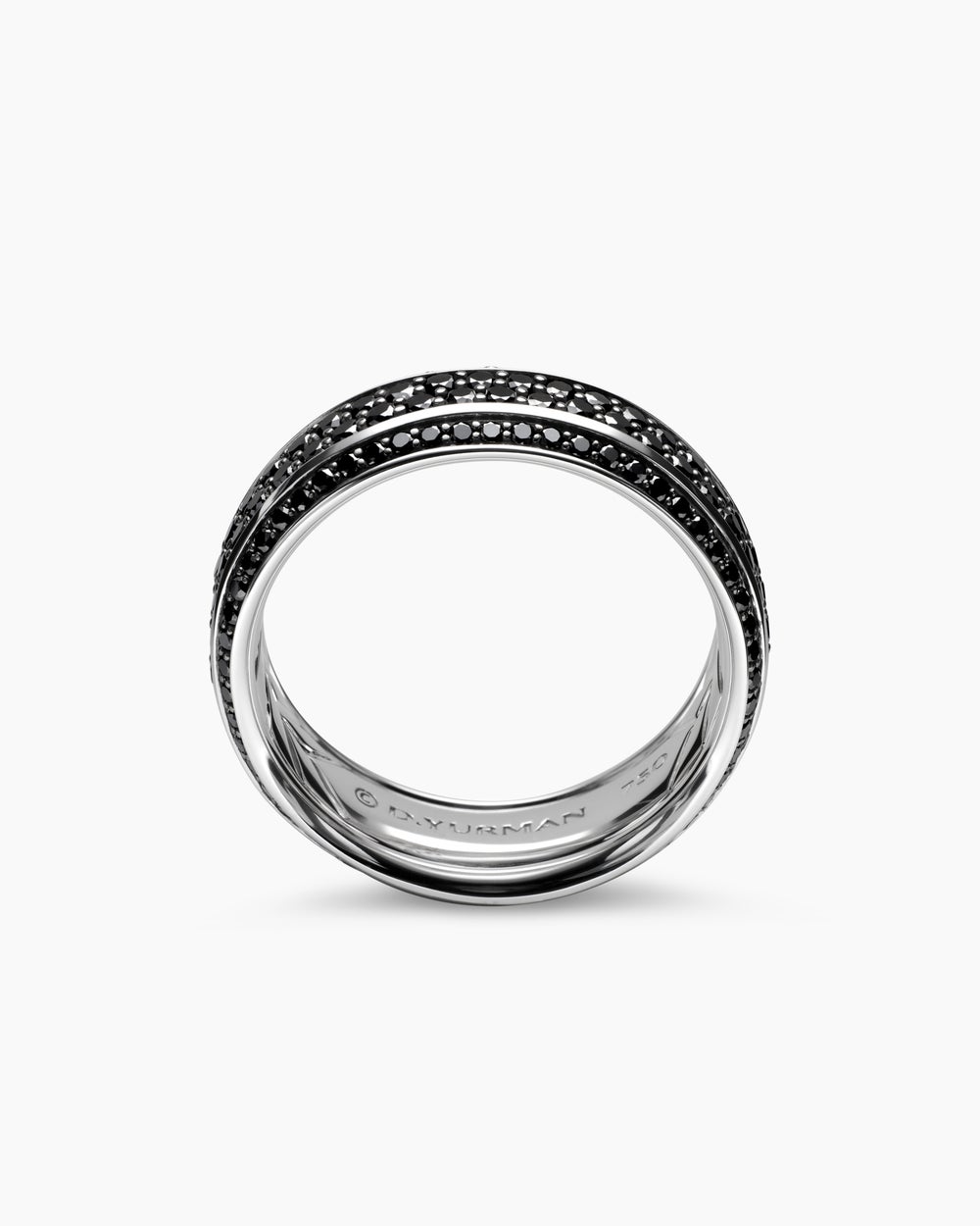 Mens Streamline® Beveled Band Ring in 18K White Gold with Black Diamonds, 8.5mm