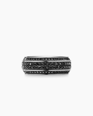 Streamline® Bevelled Band Ring in 18K White Gold with Black Diamonds, 8.5mm