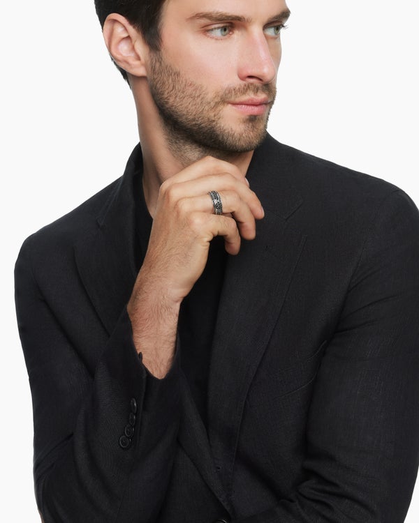 Streamline® Beveled Band Ring in 18K White Gold with Diamonds, 8.5mm