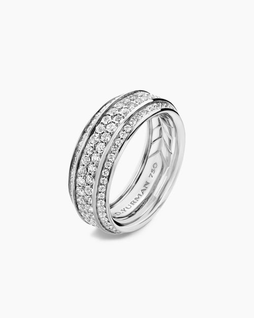 Mens Streamline Beveled Band Ring in 18K White Gold, 8.5mm