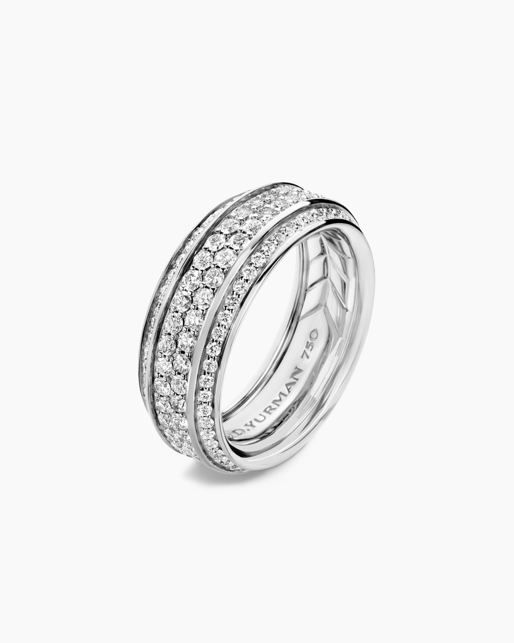 Anneau Beveled Streamline en or blanc 18 carats, 8,5 mm hommes