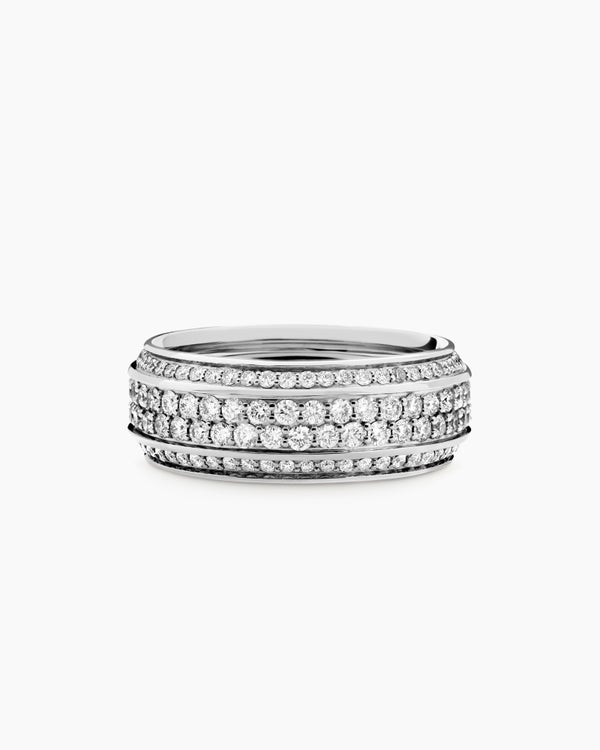 Anneau biseauté Streamline en or blanc 18 carats, 8,5 mm