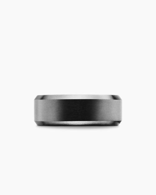 Mens Streamline Bevelled Band Ring in Black Titanium, 8.5mm