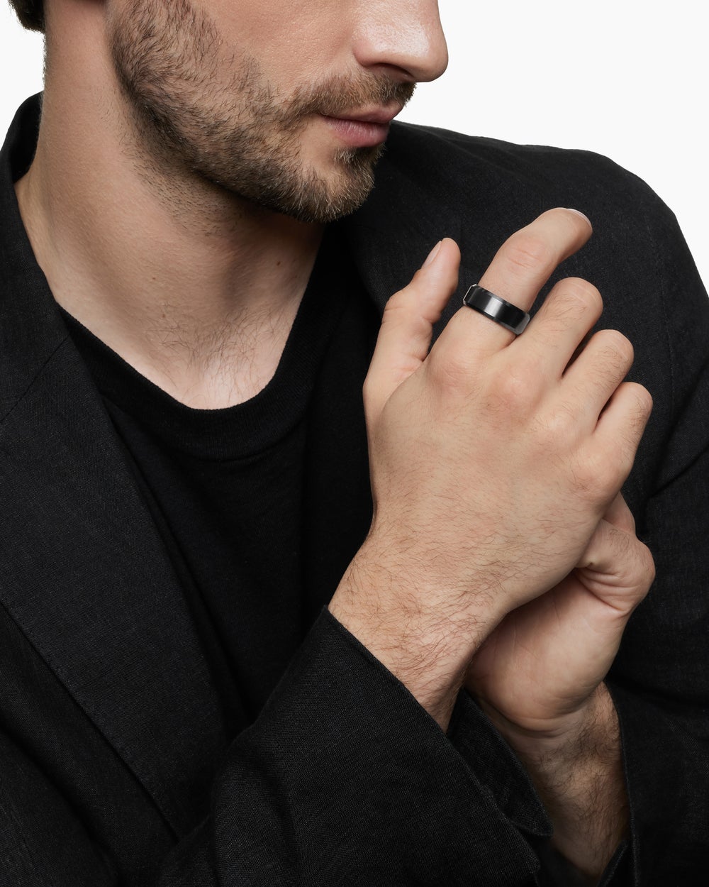 Anneau biseauté Streamline en titane noir, 8,5 mm hommes