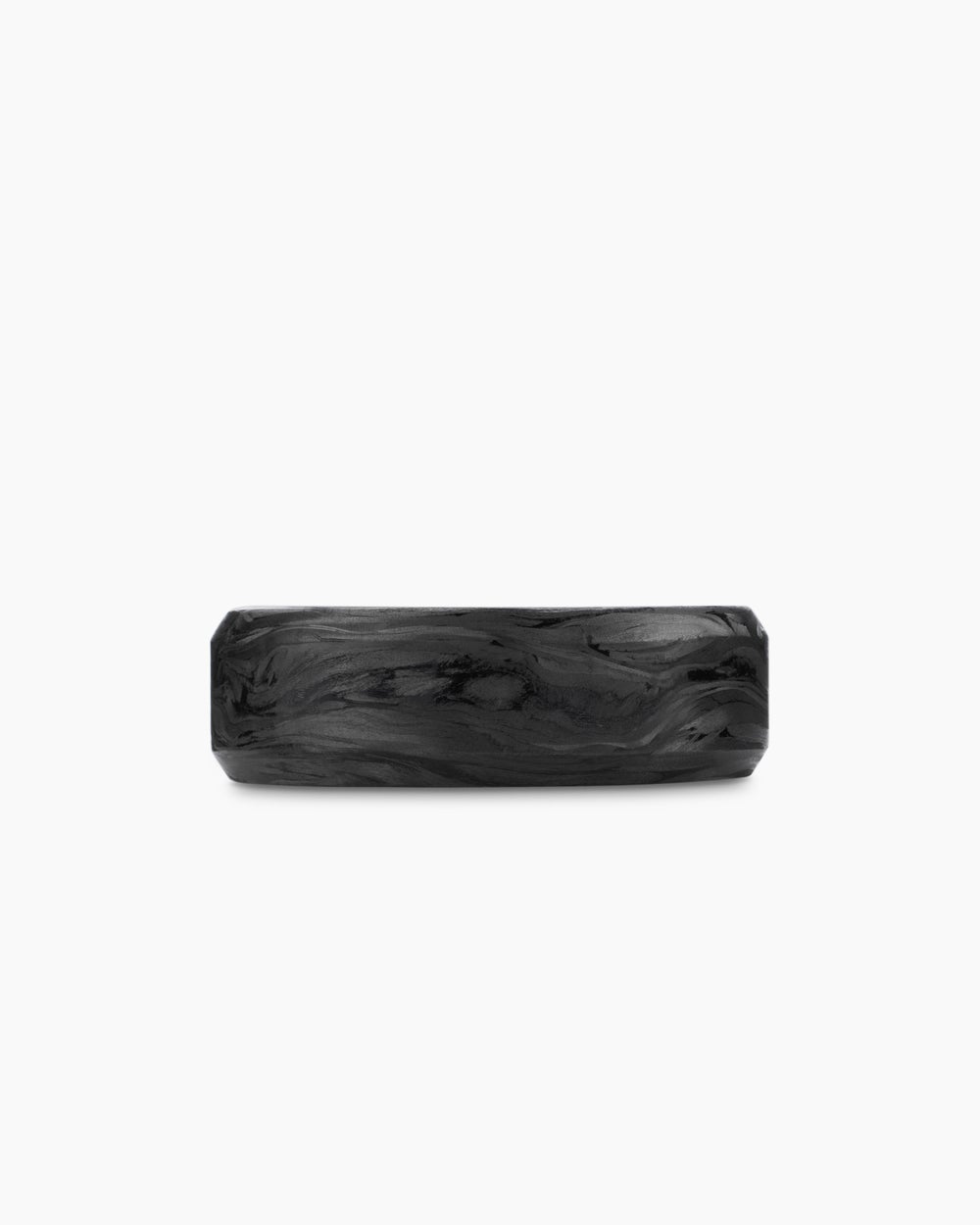 Mens Streamline® Beveled Band Ring in Sterling Silver with Forged Carbon, 8.5mm