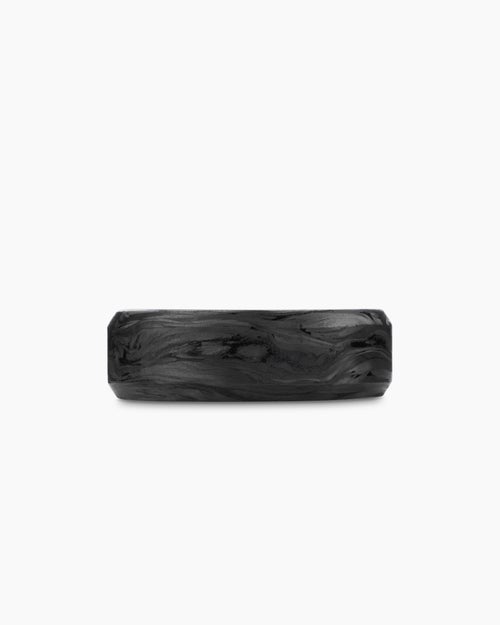 Mens Streamline® Beveled Band Ring in Sterling Silver with Forged Carbon, 8.5mm