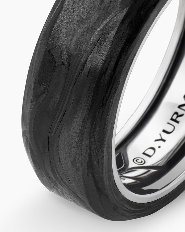 Anneau biseauté Streamline® en argent sterling avec carbone forgé, 8,5 mm