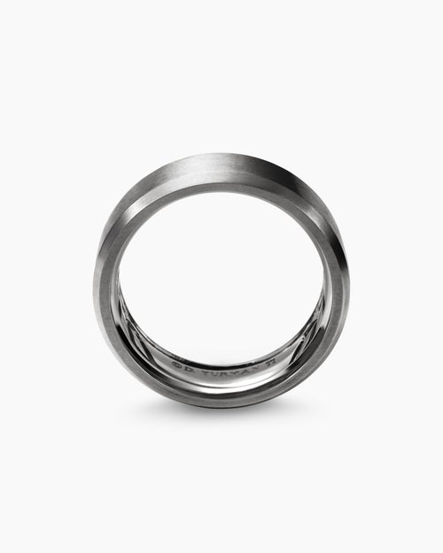 Mens Streamline Beveled Band Ring in Grey Titanium, 8.5mm