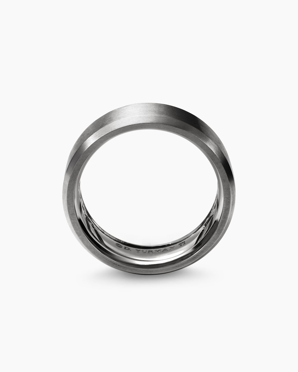 Mens Streamline Beveled Band Ring in Grey Titanium, 8.5mm