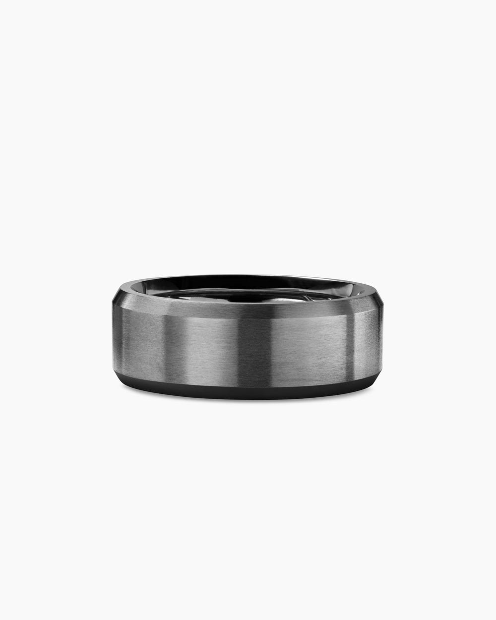 Mens Streamline Beveled Band Ring in Grey Titanium, 8.5mm