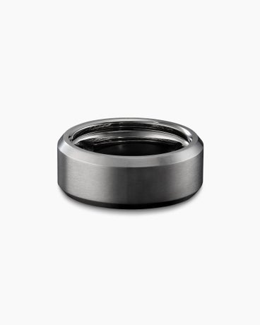 Streamline® Bevelled Band Ring in Grey Titanium, 8.5mm