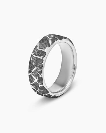Meteorite Band Ring in Sterling Silver, 8.5mm
