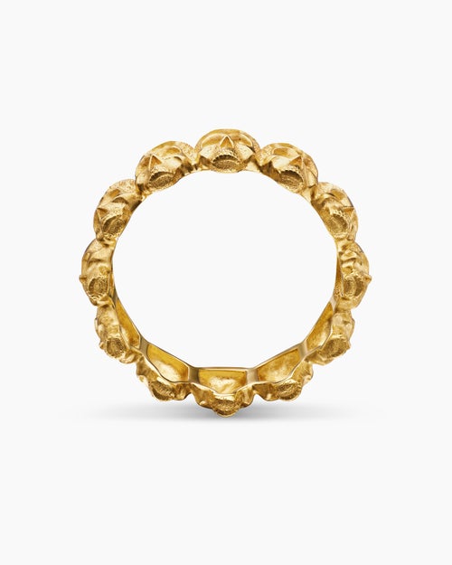 Mens Memento Mori Skull Band Ring in 18K Yellow Gold, 8.5mm