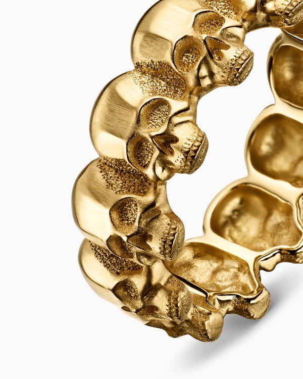 Memento Mori Skull Band Ring in 18K Yellow Gold, 8.5mm